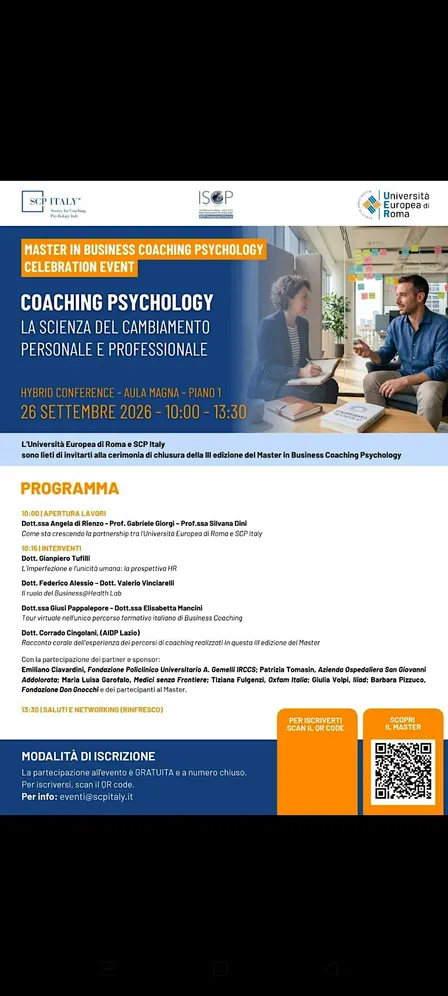 Evento di Celebrazione di fine Master in Business Coaching Psychology