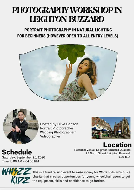 Portrait Photography Workshop, a fund Raising Event for Whizz Kidz
