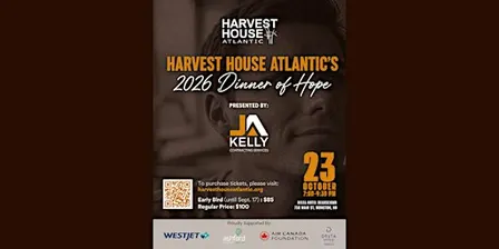Harvest House Atlantic's Dinner of Hope Presented by J.A. Kelly Contracting