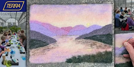 Needle Felt Painting: Pastel Sunrise Over a River
