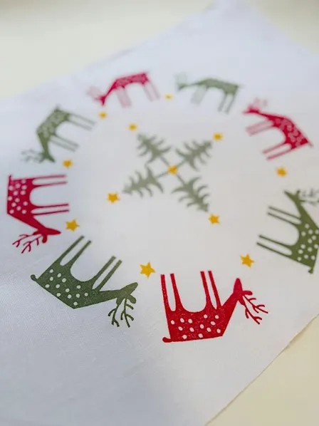Christmas Table Runner & Napkins - Indian Woodblock Printing Workshop