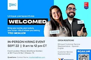 TTEC McAllen In person Hiring Event in Workforce 9.22