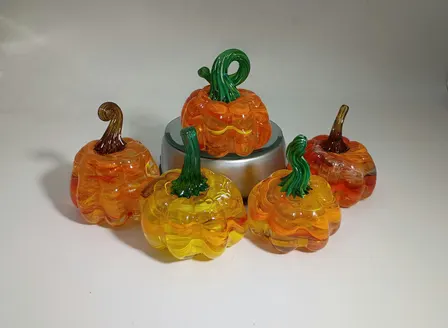 Creating your art glass pumpkin with Cullet. No one can copy your colors!