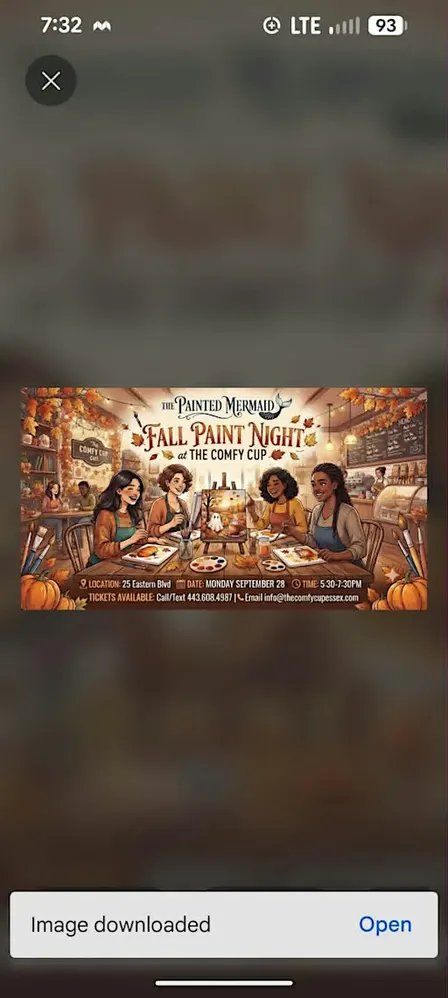 Fall Paint Night at The Comfy Cup Essex with The Painted Mermaid