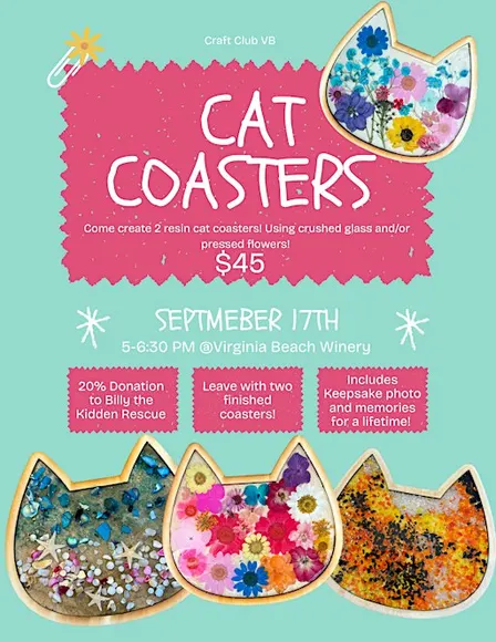 Resin Cat Coasters- VB Winery