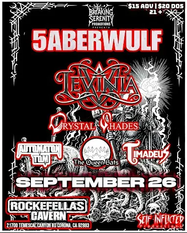 LEVINIA w/ 5ABERWULF, CRYSTAL SHADES, AUTOMATON TOM, QUEEN BATS, TIMADEUS