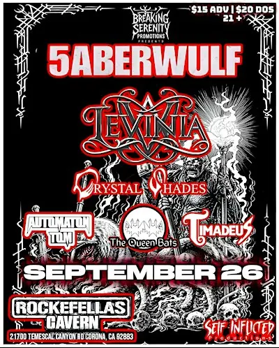 LEVINIA w/ 5ABERWULF, CRYSTAL SHADES, AUTOMATON TOM, QUEEN BATS, TIMADEUS