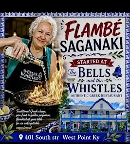 Flambé saganaki and spicy feta spread