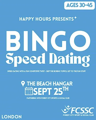BINGO Speed Dating Ages 30-45@The Beach Hangar(London)