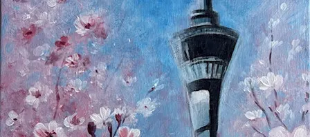 Paint n Chill Fri 6pm Free Welcome Drink - Cherry Blossom Sky Tower