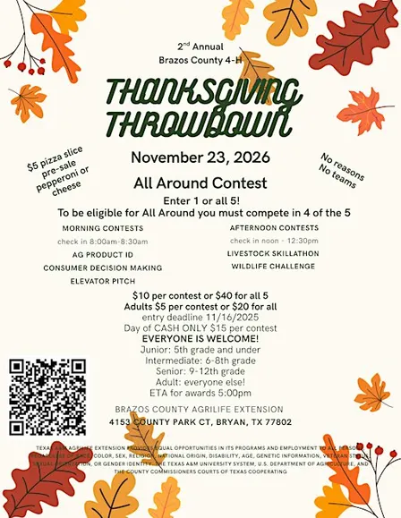 2026 Brazos County 4-H Thanksgiving Throwdown
