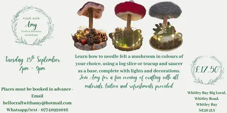 Needle felted 3D mushroom workshop - Craft with Amy