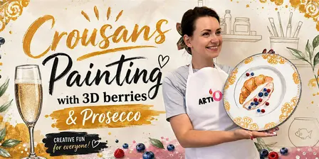 Canvas Painting & Prosecco with 3D Berries, Texturing Pasta and Acrylic