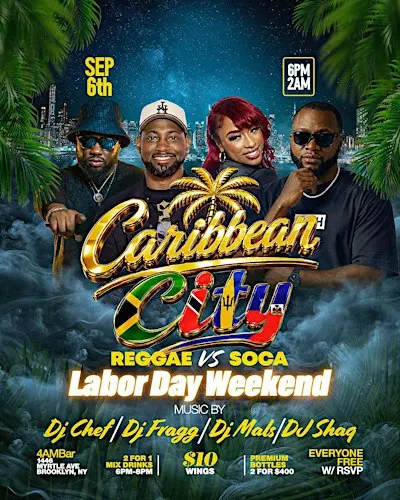 Caribbean City at 4AM Bar Everyone FREE w/RSVP Every Sunday