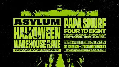 ASYLUM Halloween Warehouse Rave // Papa Smurf, Four To Eight, Shani + more