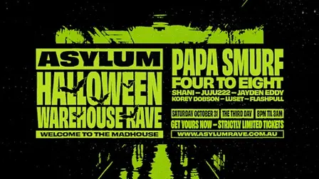 ASYLUM Halloween Warehouse Rave // Papa Smurf, Four To Eight, Shani + more
