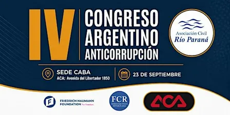 IV Congreso Arg Anticorrupción. Presencial. Sede CABA. Mie/23 sept. 9 hs