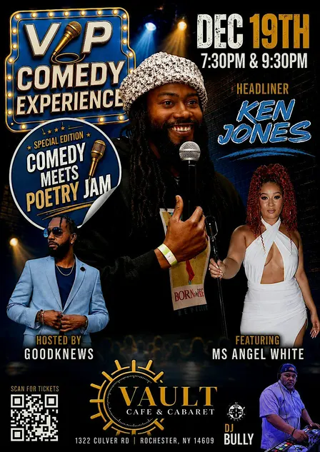 VIP COMEDY/POETRY WITH KEN JONES AND ANGEL WHITE SATURDAY DECEMBER 19TH