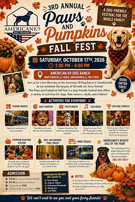 AmericanK9's 3rd Annual Paws and Pumpkins Fall Fest!