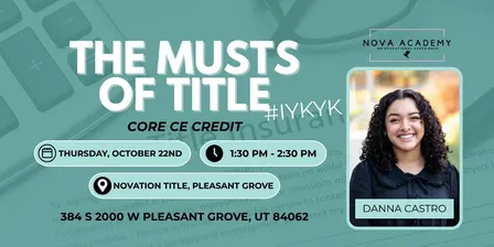 Utah County - The Musts of Title #IYKYK