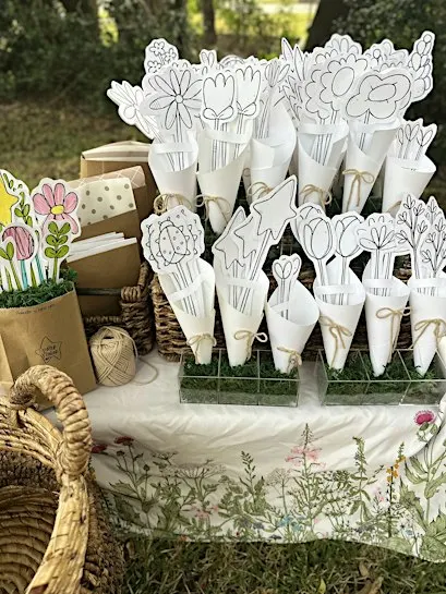 Handmade Paper Flowers + Coloring Session
