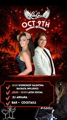 LGBC Bachata Influence Workshop + LATIN SOCIAL indoors and outdoors