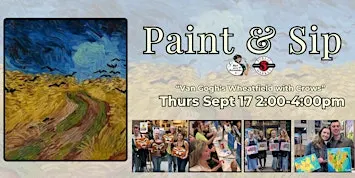 Paint & Sip in Eugene, Oregon “Van Goh’s Wheatfield with Crows”