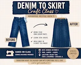Denim Jeans to Skirt Upcycle Workshop