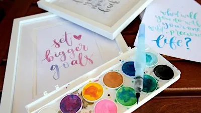 Watercolour brush lettering