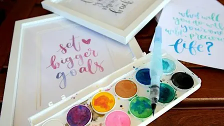Watercolour brush lettering