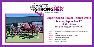 Cancer StrongHER Experienced Tennis Drill — September 27, 2026