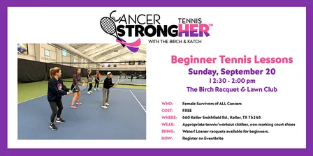 Cancer StrongHER Beginner Tennis Lessons — September 20, 2026