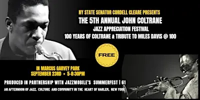 FREE! COLTRANE & MILES CENTENNIAL CONCERT SEPTEMBER 23; 5-8:30PM