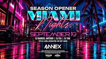 Season Opener Miami Nights on Saturday, September 19 at The Annex!