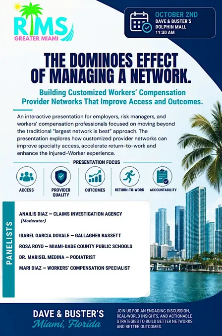 Greater Miami RIMS - October: The Dominoes Effect of Managing a Network