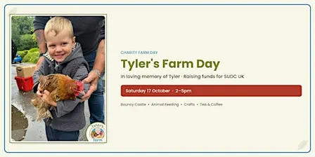 Tyler's Farm Parties Charity Day 2026 - For SUDC UK