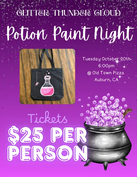 Paint & Sip Potion Tote Bag @ Old Town Pizza Auburn