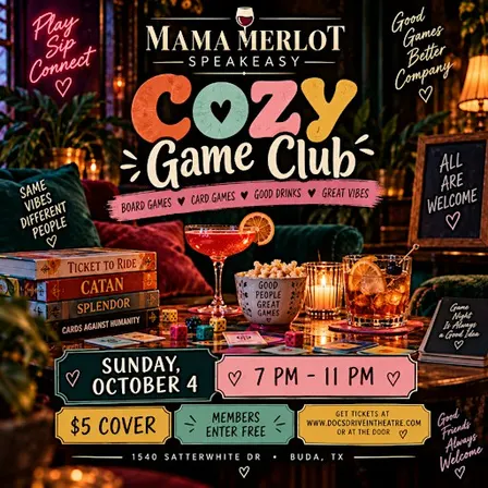 Cozy Game Club at the Speakesy