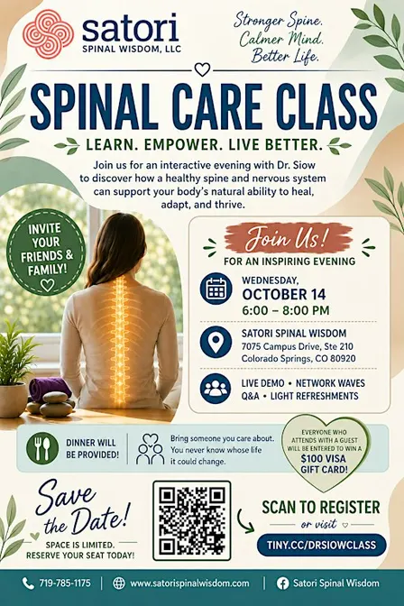 Spinal Care Class & Dinner with Dr. Siow