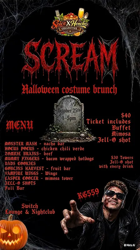 Scream Halloween Costume Brunch with KG559