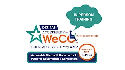 LIVE TRAINING  Accessible Microsoft Word, PowerPoint, Excel, PDFs, Outlook.