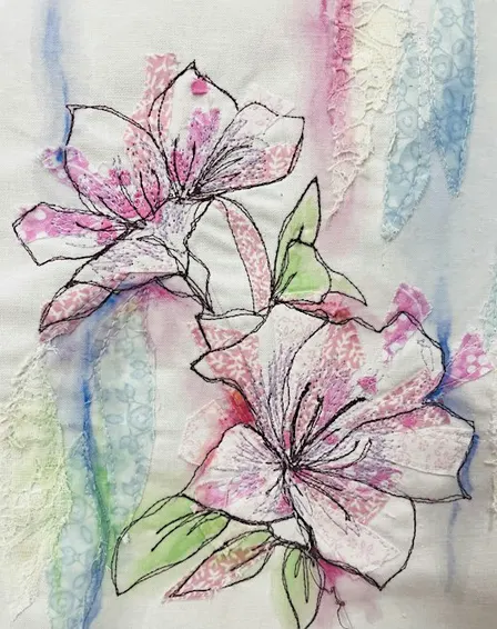 Fabric Collage and Free-motion Machine Embroidery FLORALS - MARKET WEIGHTON