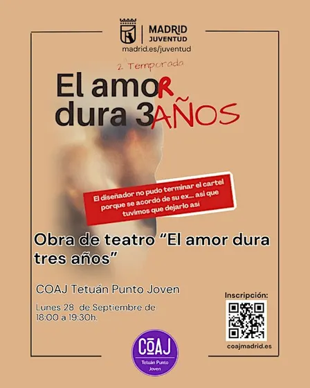 Obra de teatro "El amor dura tres años"