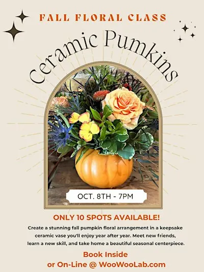 Fall Floral Arrangment in Ceramic Pumpkin