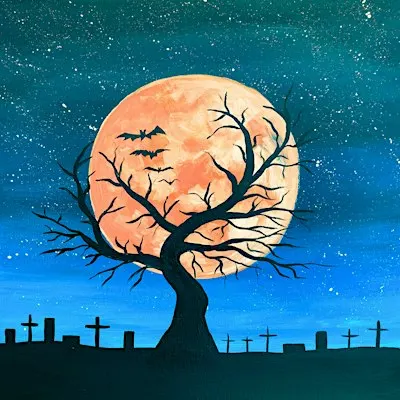 Sip & Paint at Willy Wicket, Emersons Green, Bristol - "Graveyard Shift"