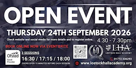 LOSTOCK HALL ACADEMY - OPEN EVENING EVENT 2026