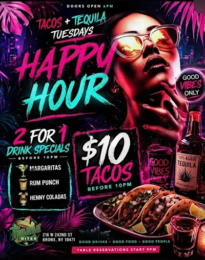 TACOS+TEQUILA TUESDAYS (LADIES FREE B4 11PM)