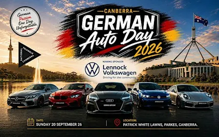 German Auto Day, cars and bikes display
