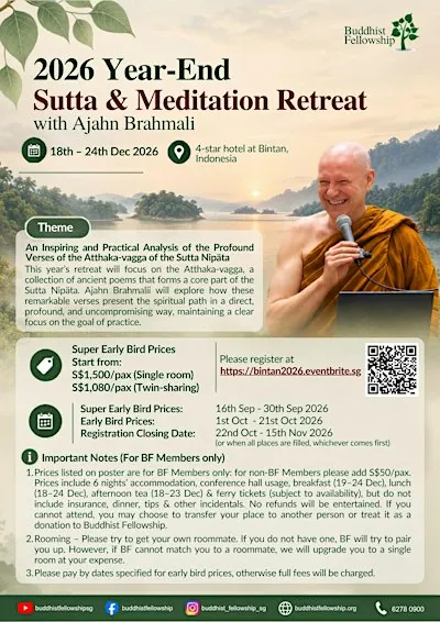 2026 Year-End Sutta & Meditation Retreat @Bintan with Ajahn Brahmali