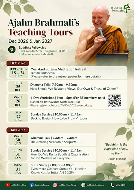 1-Day Workshop with Ajahn Brahmali (For BF Members only)